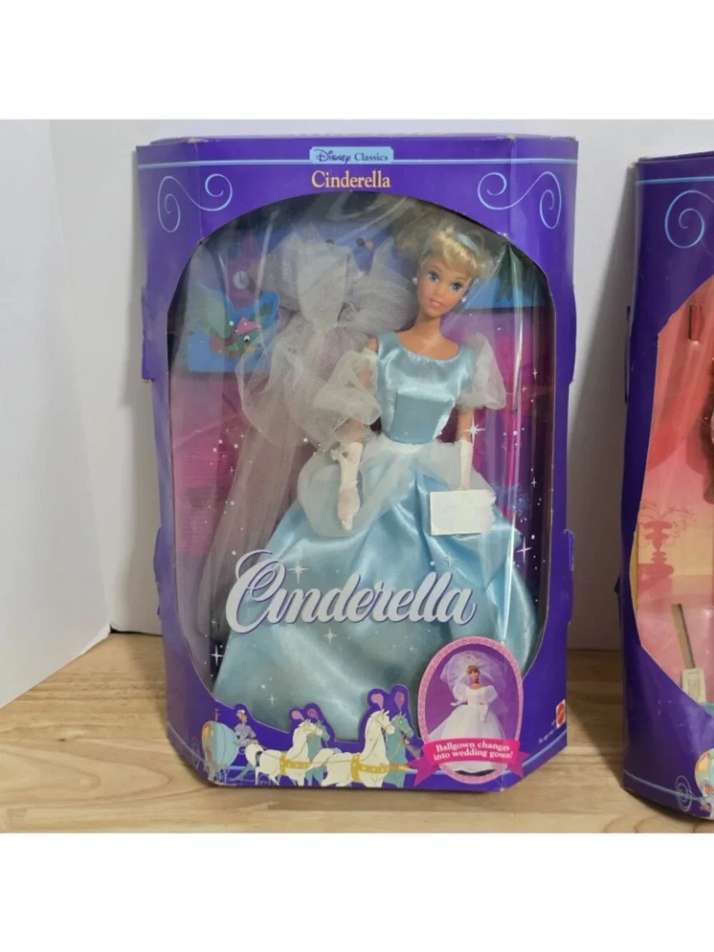 Vintage 1991 Disney Cinderella & Prince Charming Barbie Dolls Mattel Lot
